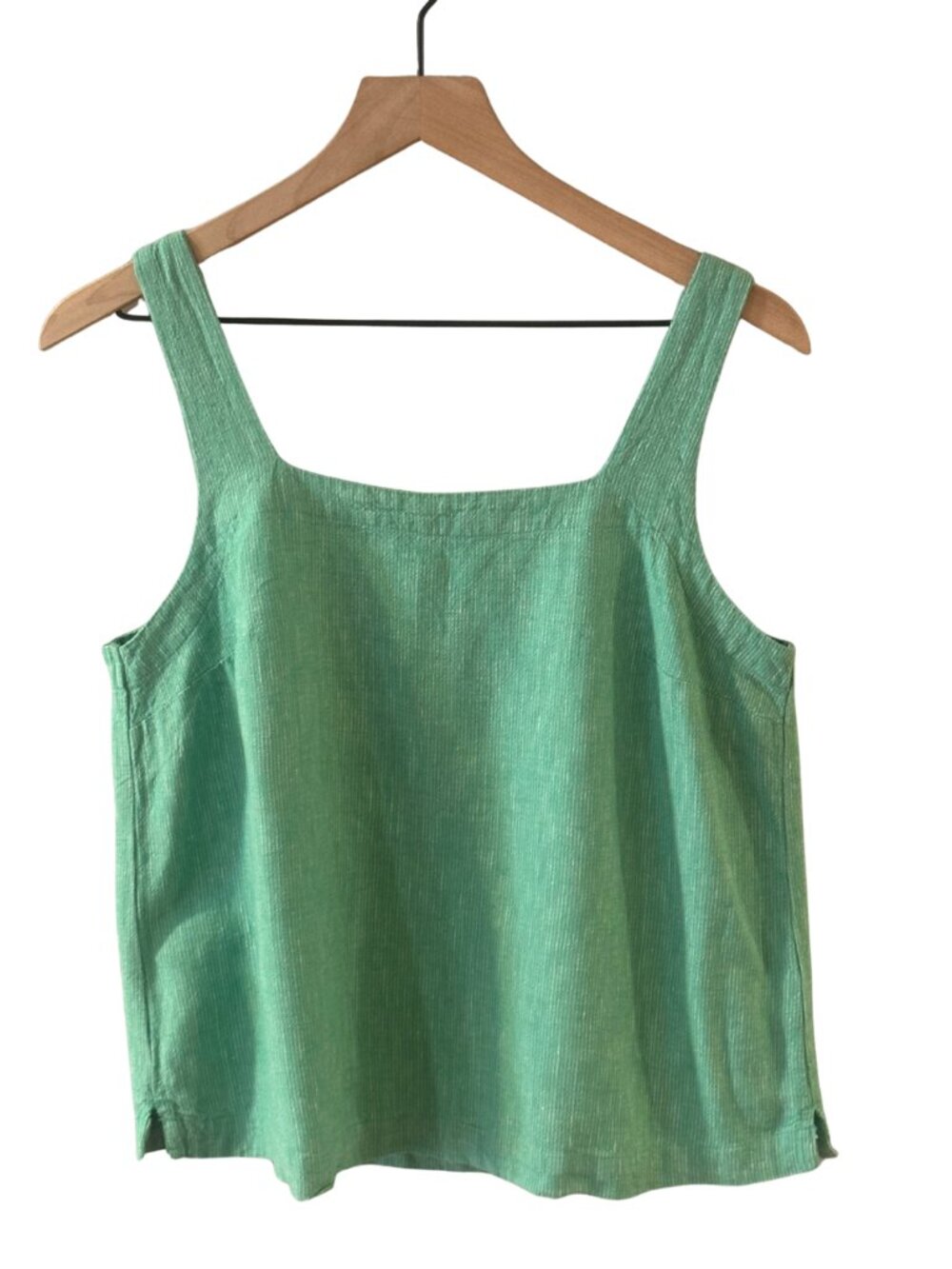A New Day Linen Blend Oversized Swing Tank - Grass Green, Size Small